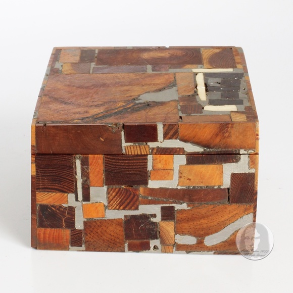 Brutalist Storage Box Trinket Case Wood Metal MCM Vintage 60s by Norman Brumm - Picture 5 of 13